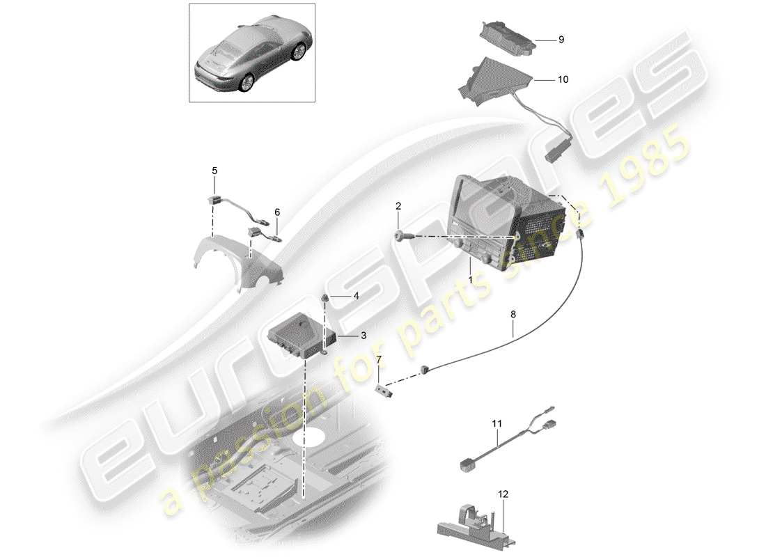porsche 2012 (991-1) unidad operativa diagrama de piezas