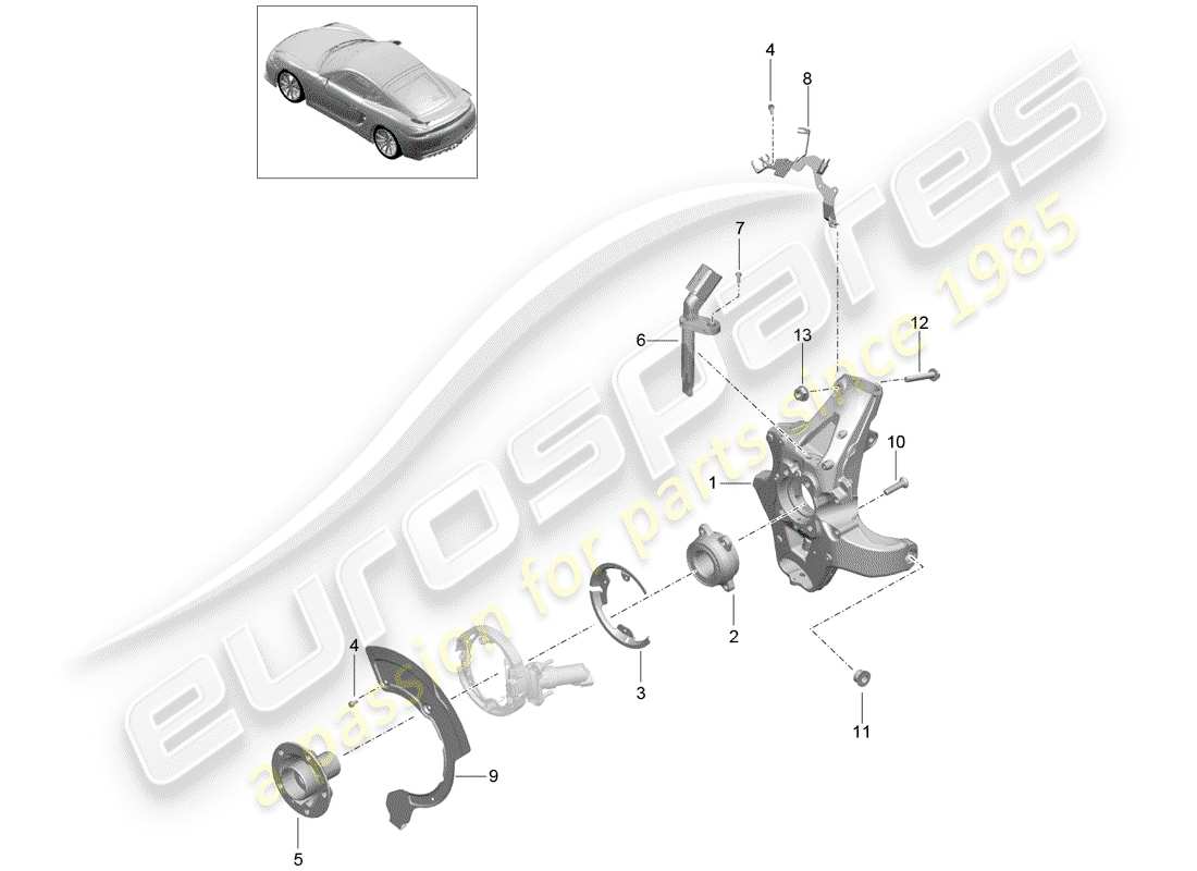 porsche 2016 (981 cayman gt4) eje posterior diagrama de piezas