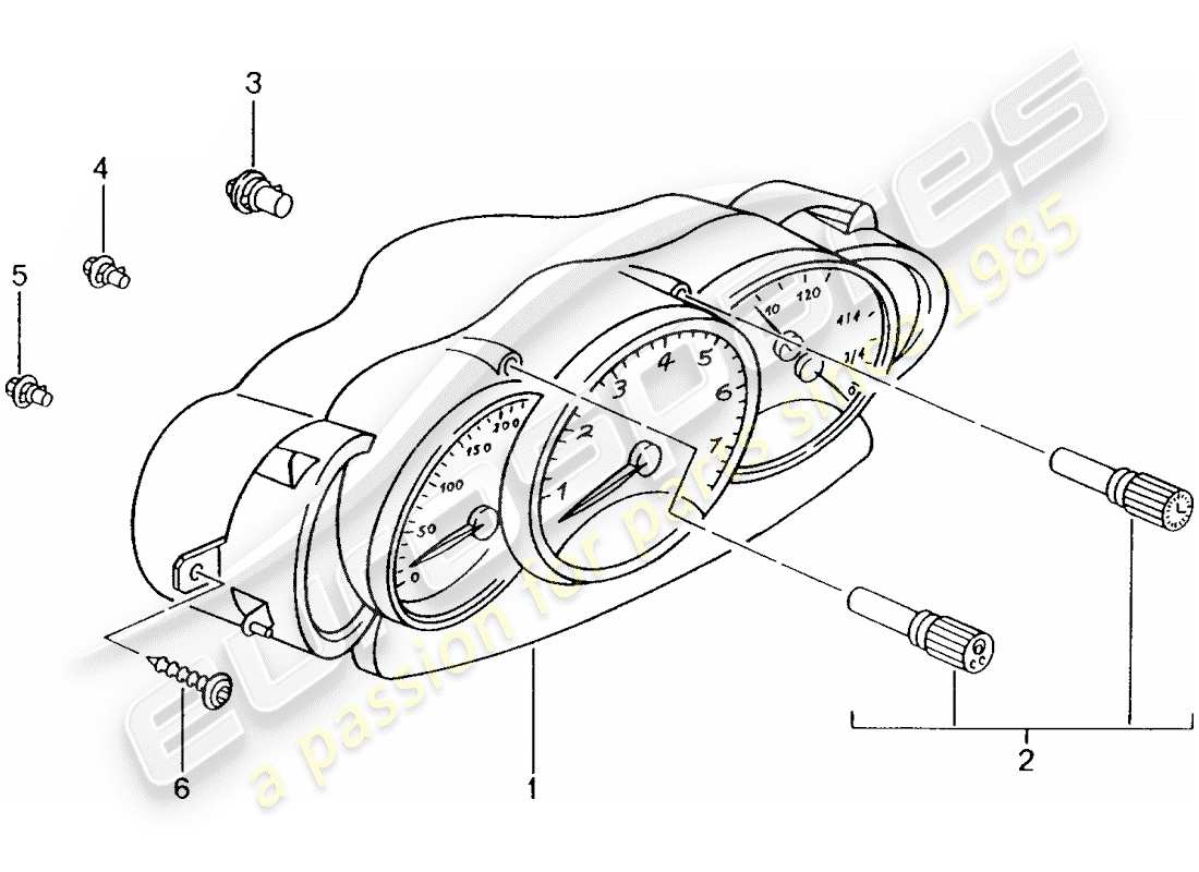 porsche 2002 (986 boxster) grupo de instrumentos - diagrama de piezas completo
