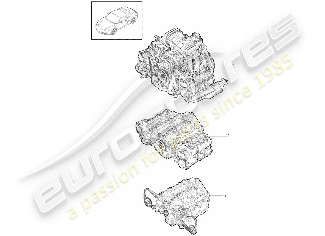 porsche boxster 987 (2012) diagrama de piezas del motor de repuesto