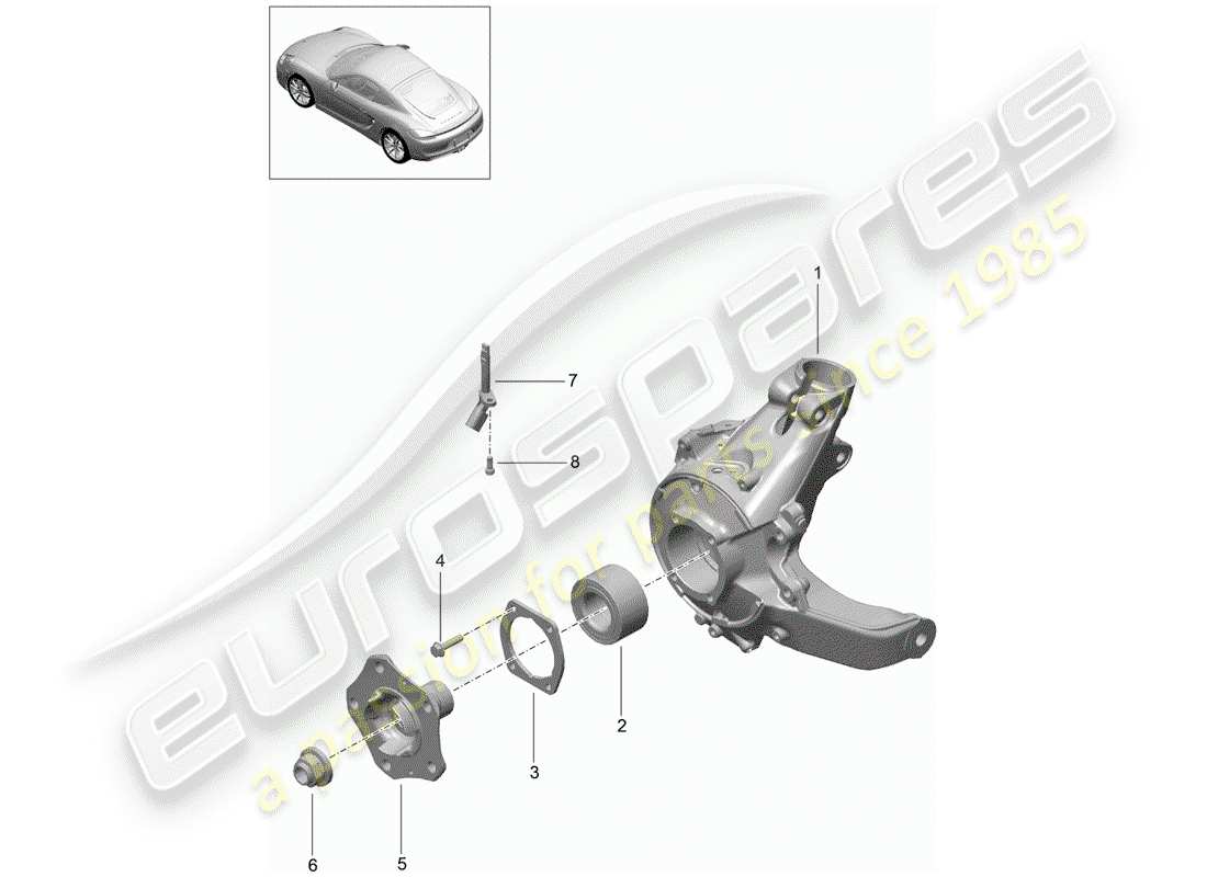 porsche 2014 (981 cayman) eje posterior diagrama de piezas