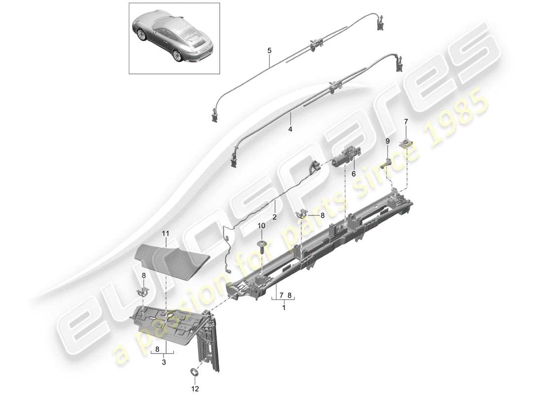 porsche 2017 (991-2) diagrama de piezas de la solapa