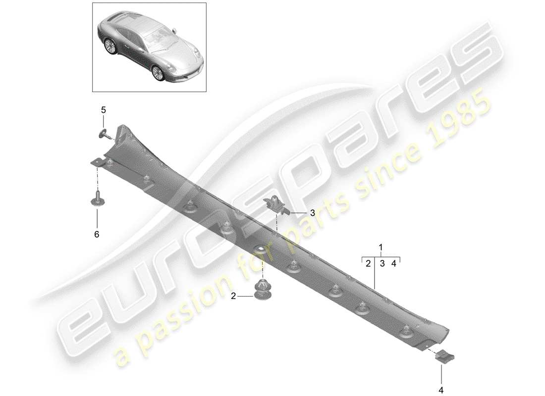 porsche 2017 (991-2) moldura de larguero diagrama de piezas