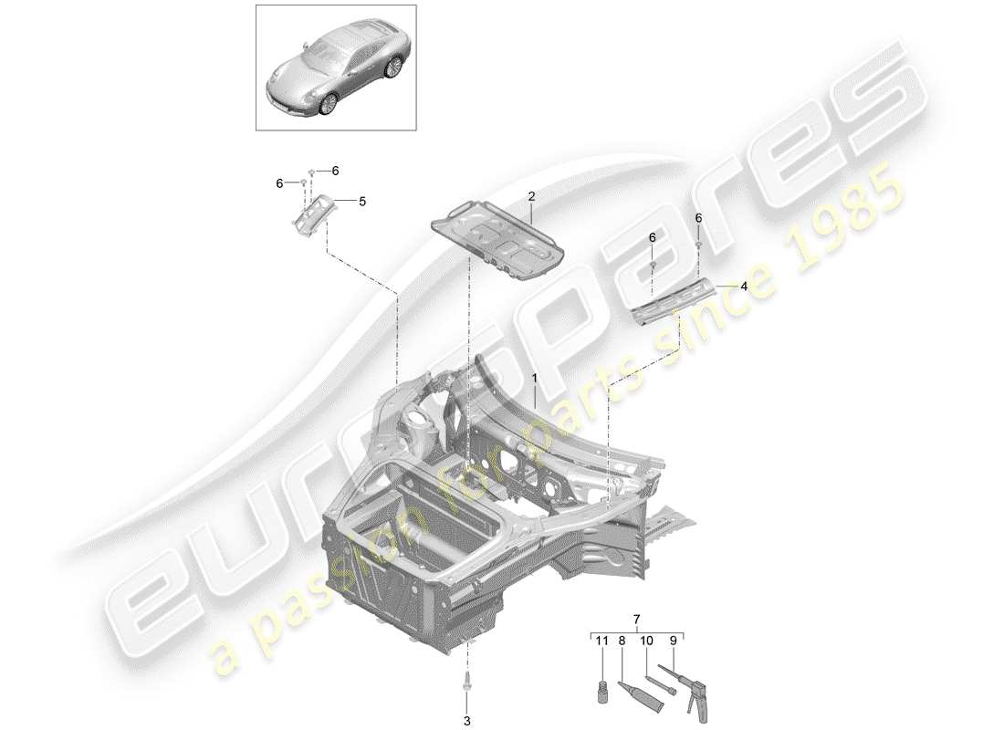 porsche 2017 (991-2) diagrama de piezas del extremo delantero