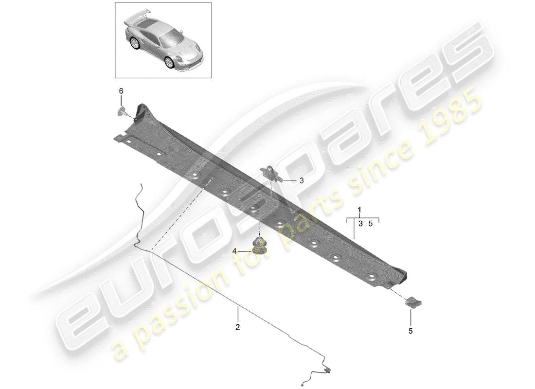porsche 2015 (991-1 turbo) moldura de larguero diagrama de piezas