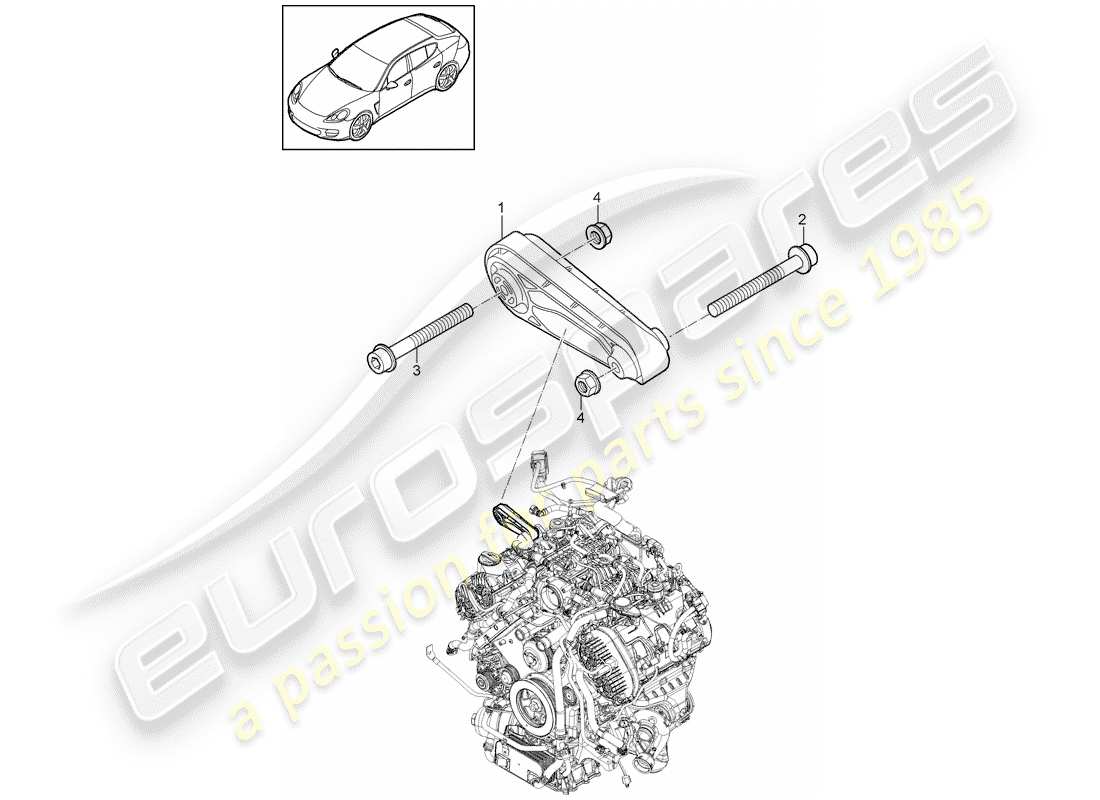 porsche 2012 (panamera 970) suspensión del motor diagrama de piezas