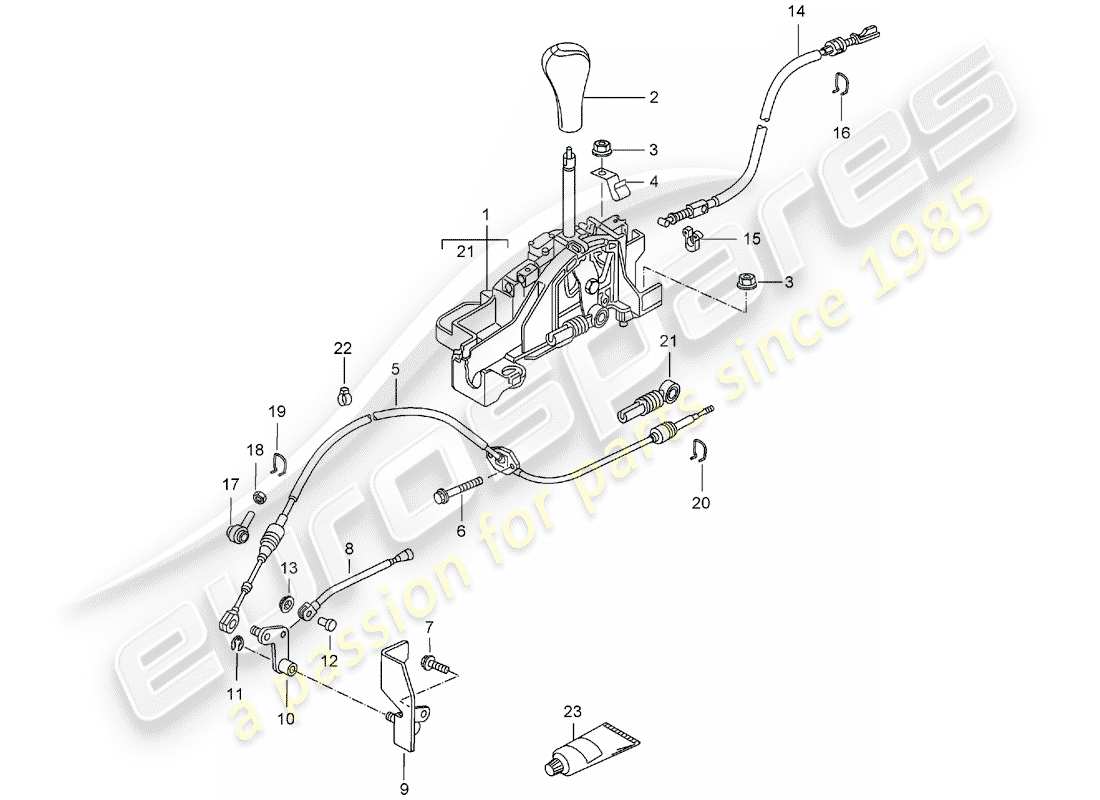 porsche 2001 (986 boxster) palanca selectora - diagrama de piezas tiptronic
