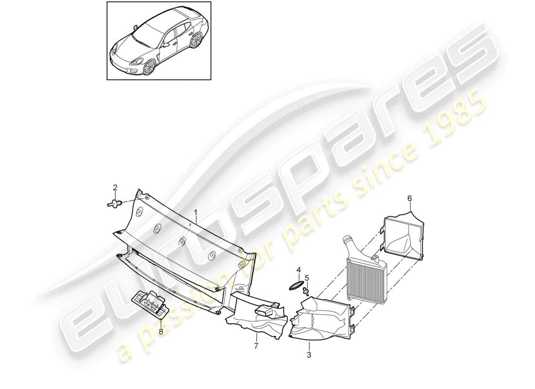 porsche 2012 (panamera 970) guía de aire sistema de enfriamiento del refrigerante d >>- mj 2013 diagrama de piezas