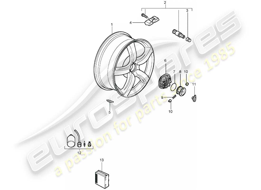 porsche 2006 (carrera gt) ruedas diagrama de piezas