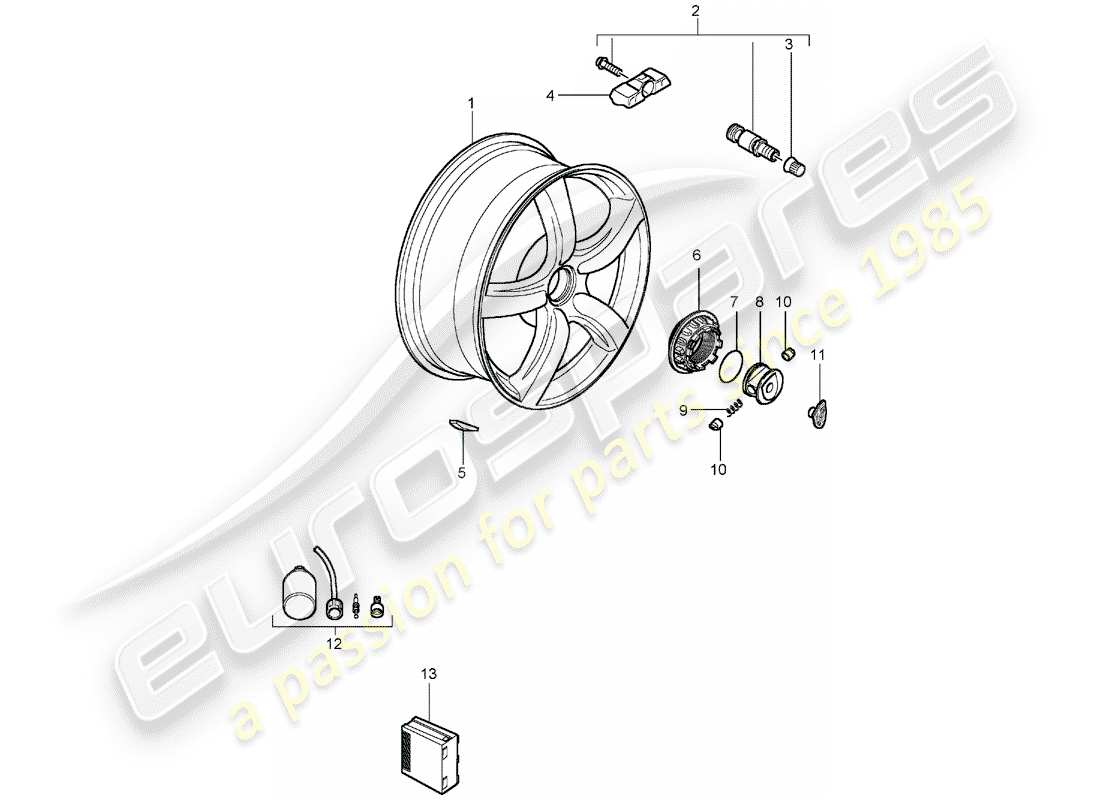 porsche carrera gt (2006) diagrama de piezas de ruedas
