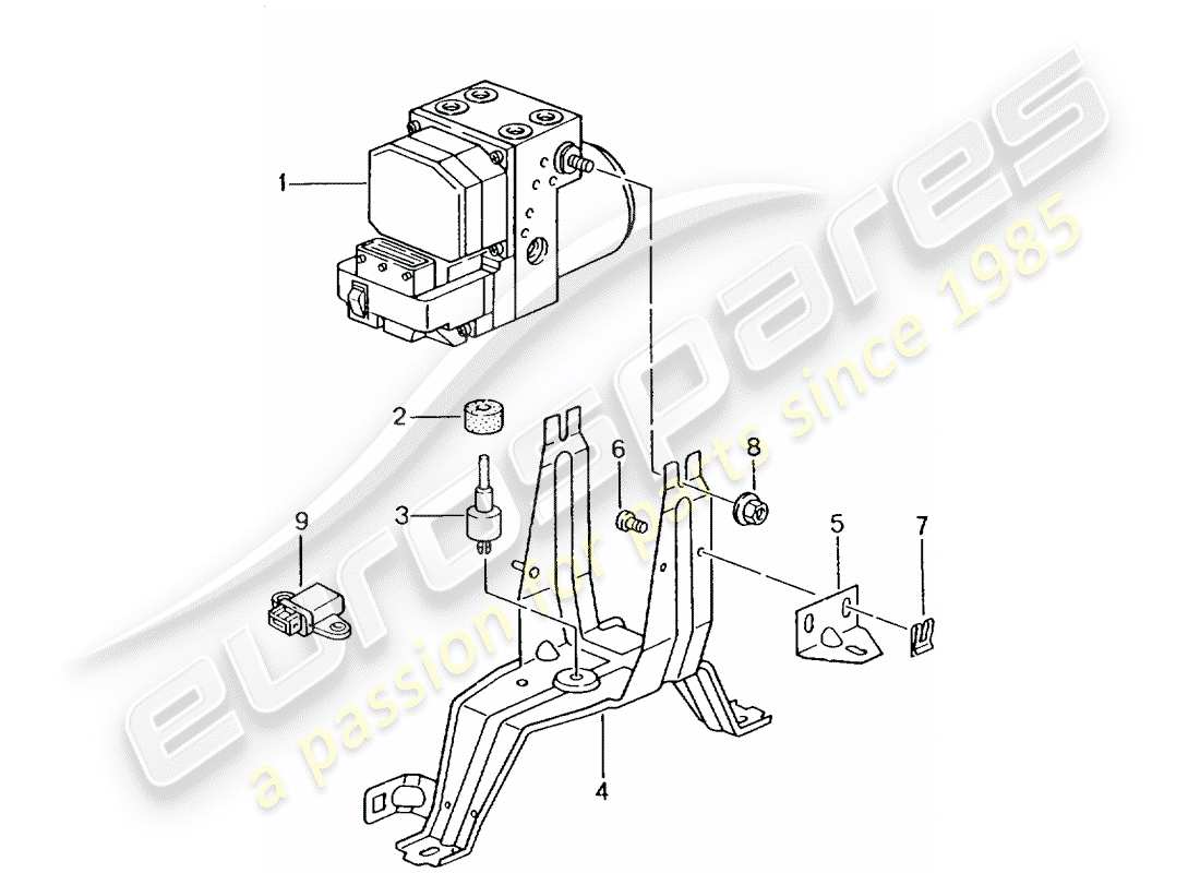 porsche 2003 (986 boxster) grupo hidráulico - sistema de freno antibloqueo -abs- - unidad de control y regulación esquema de piezas