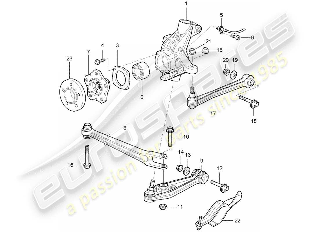 porsche 2005 (987 boxster) eje posterior diagrama de piezas