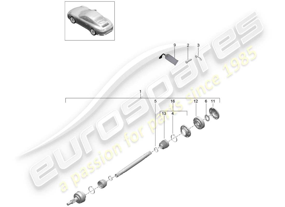 porsche 2017 (991-2) eje de accionamiento diagrama de piezas