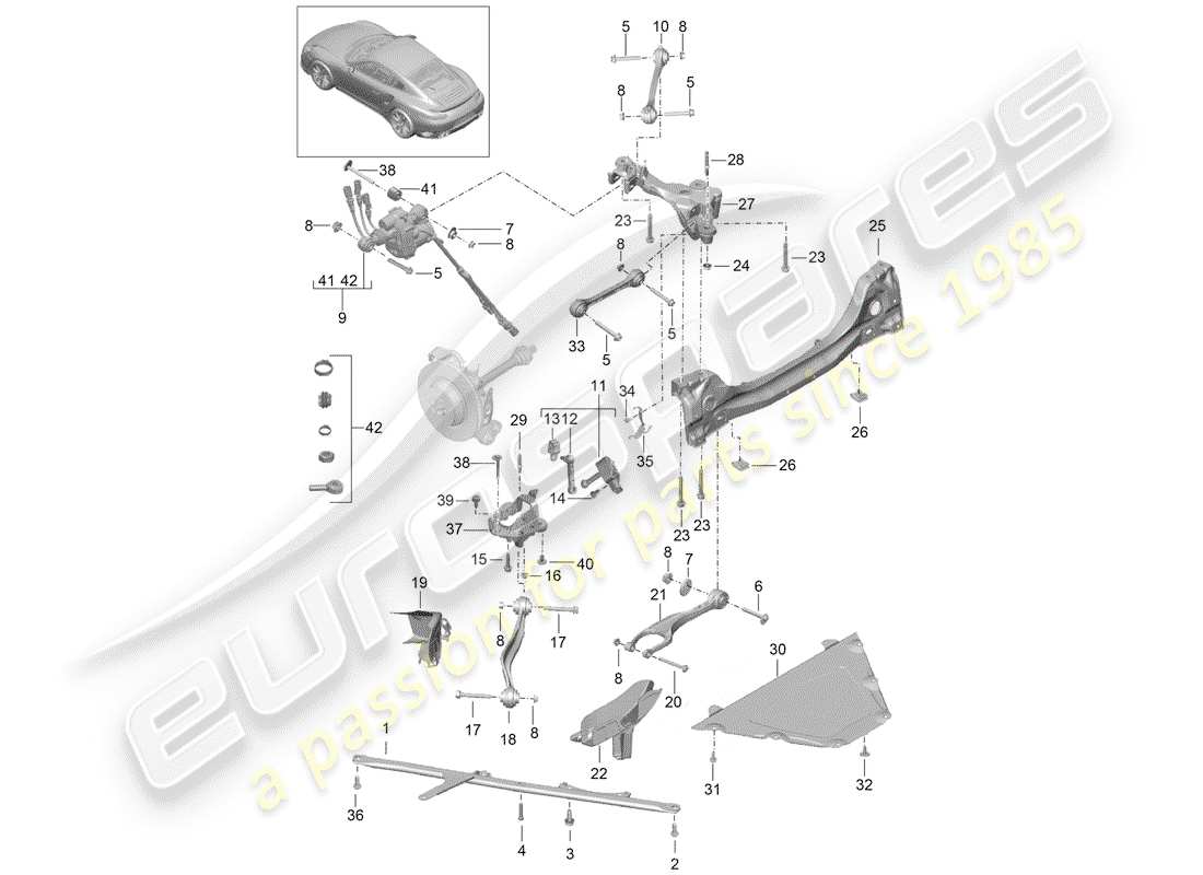 porsche 2016 (991-1 turbo) eje posterior diagrama de piezas