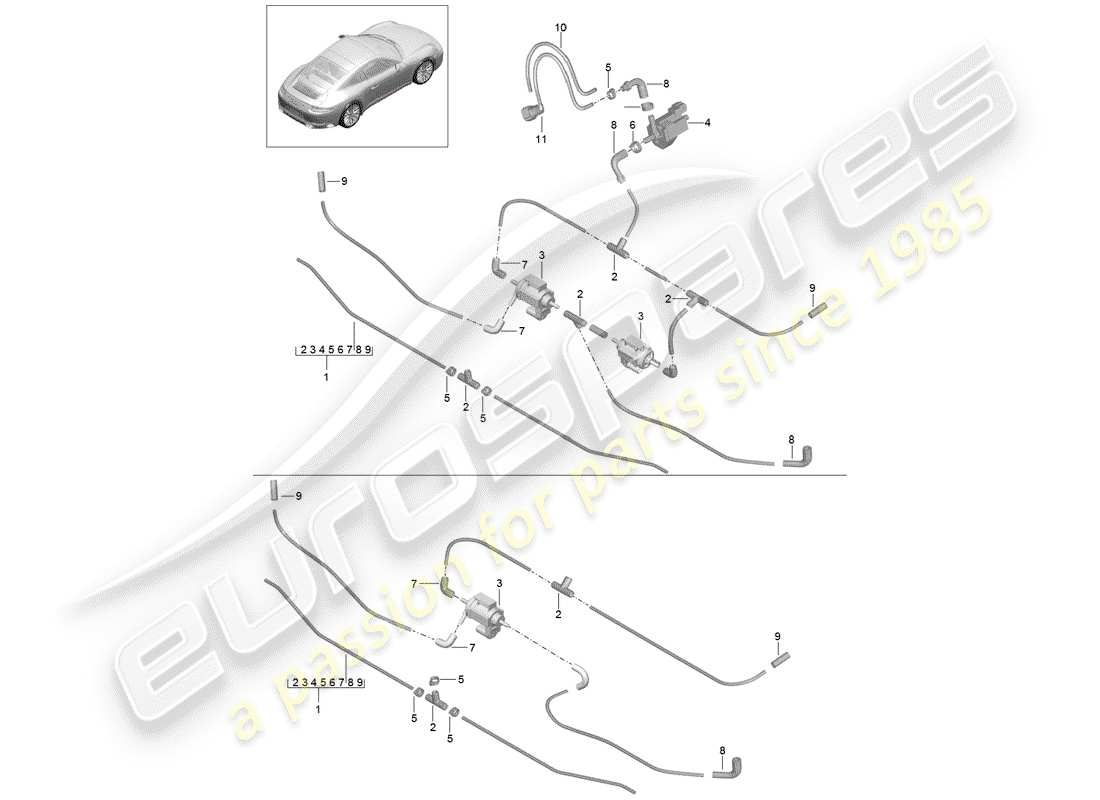 porsche 2017 (991-2) diagrama de piezas del limpiador de aire