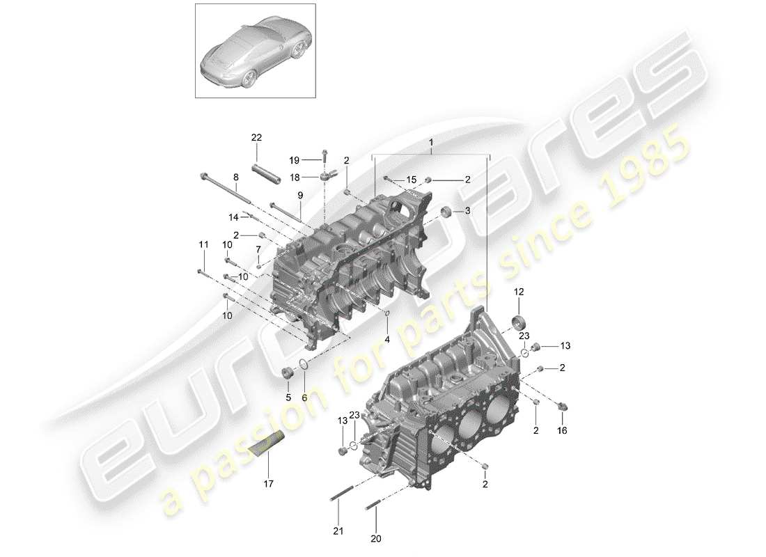 porsche 2013 (991-1) crankcase diagrama de piezas