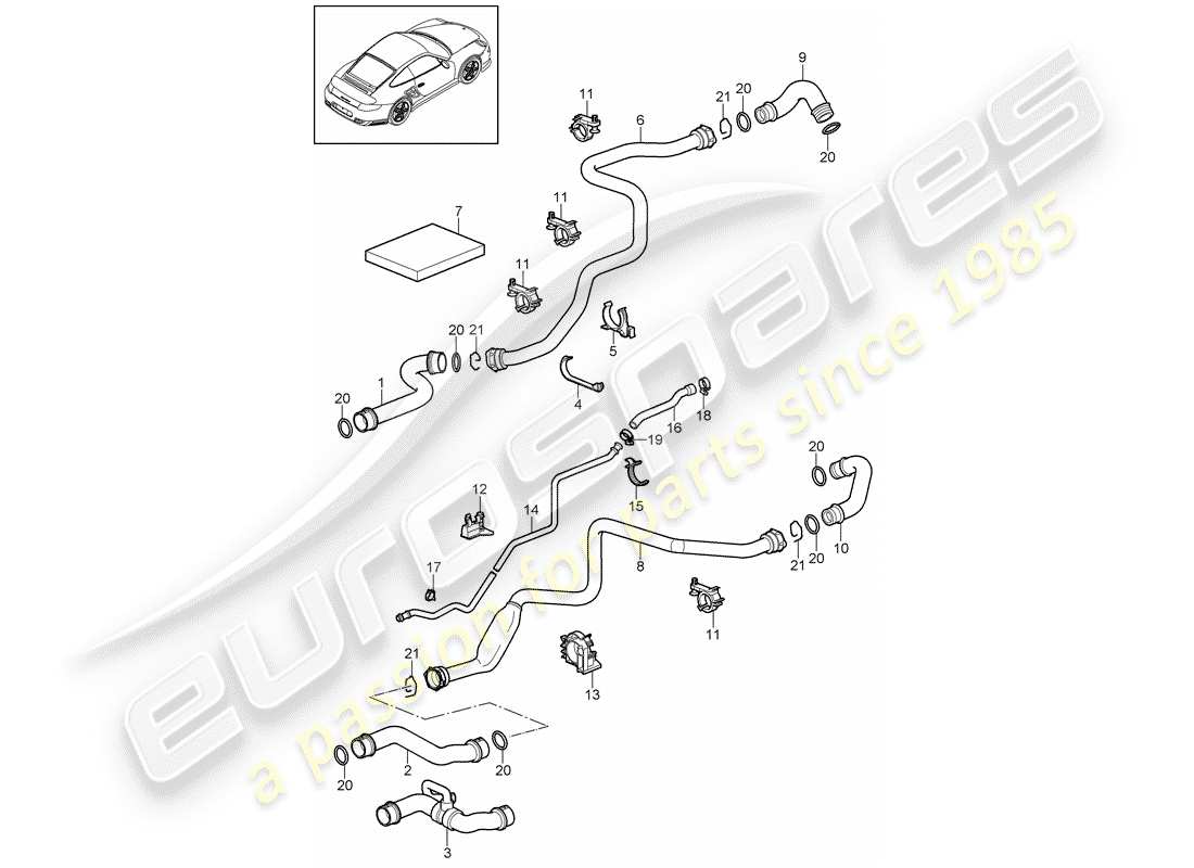 porsche 2011 (997-2 turbo / gt2 rs) water cooling 1 diagrama de piezas