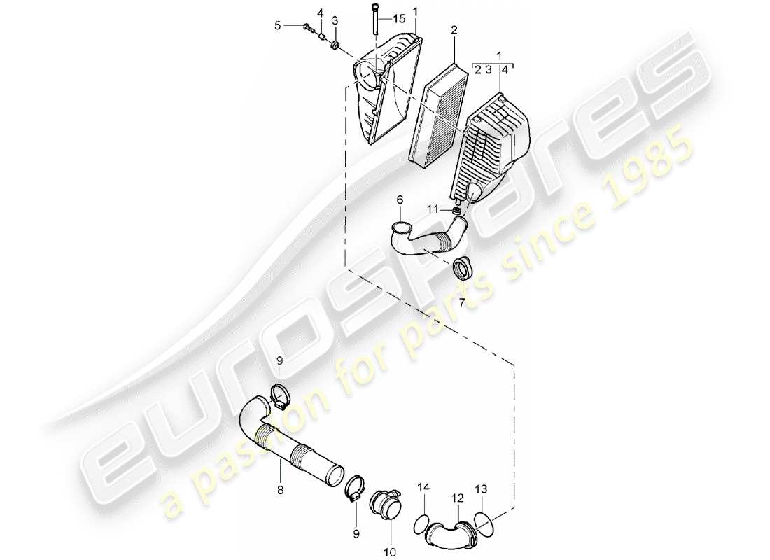 porsche 2006 (cayenne e1 9pa) diagrama de piezas del filtro de aire
