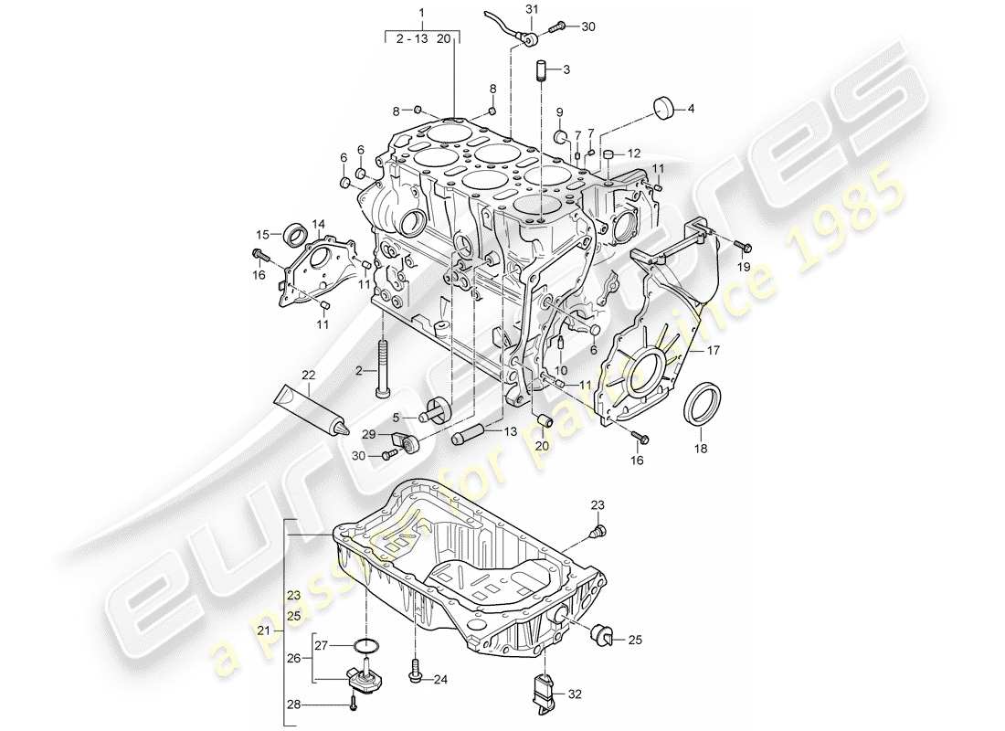 porsche 2006 (cayenne e1 9pa) diagrama de piezas del carter
