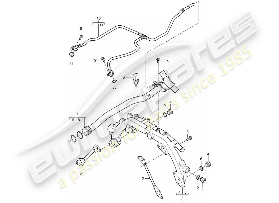 porsche 2007 (cayenne e1 9pa) water cooling 1 diagrama de piezas