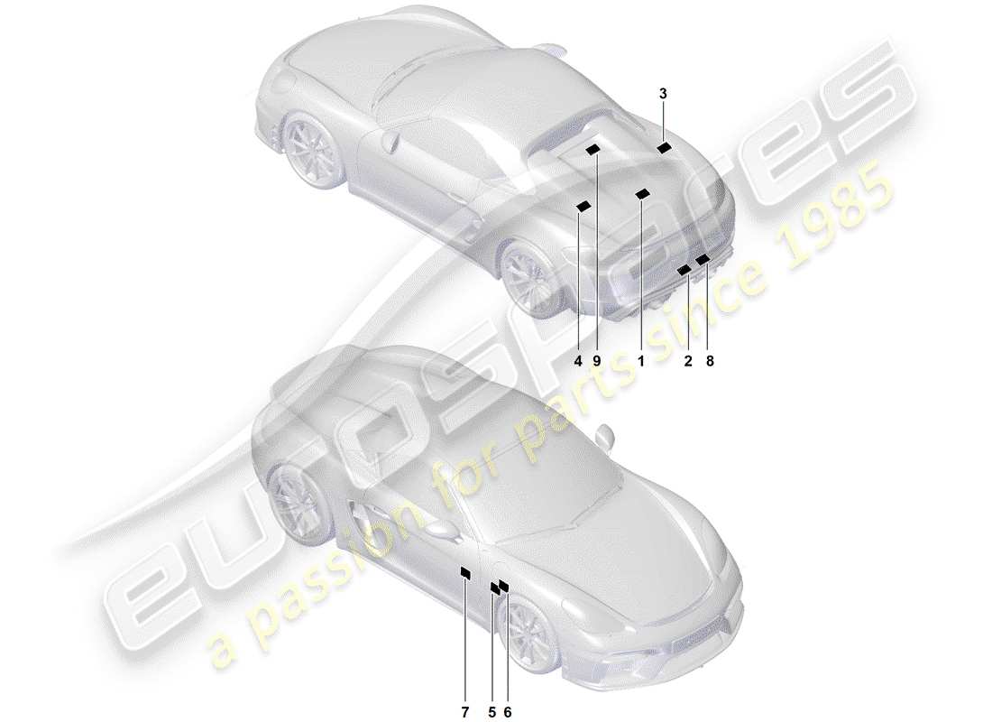 porsche 2020 (718 boxster spyder) señales/avisos diagrama de piezas