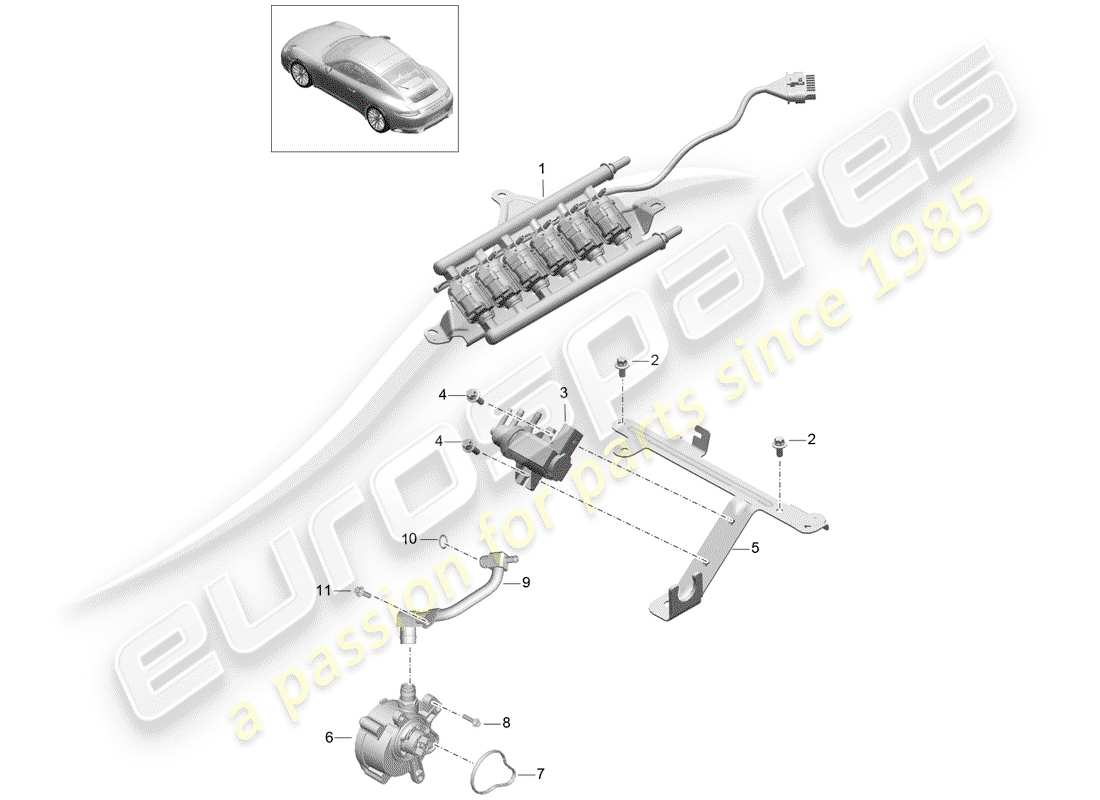 porsche 2017 (991-2) sistema de vacío diagrama de piezas