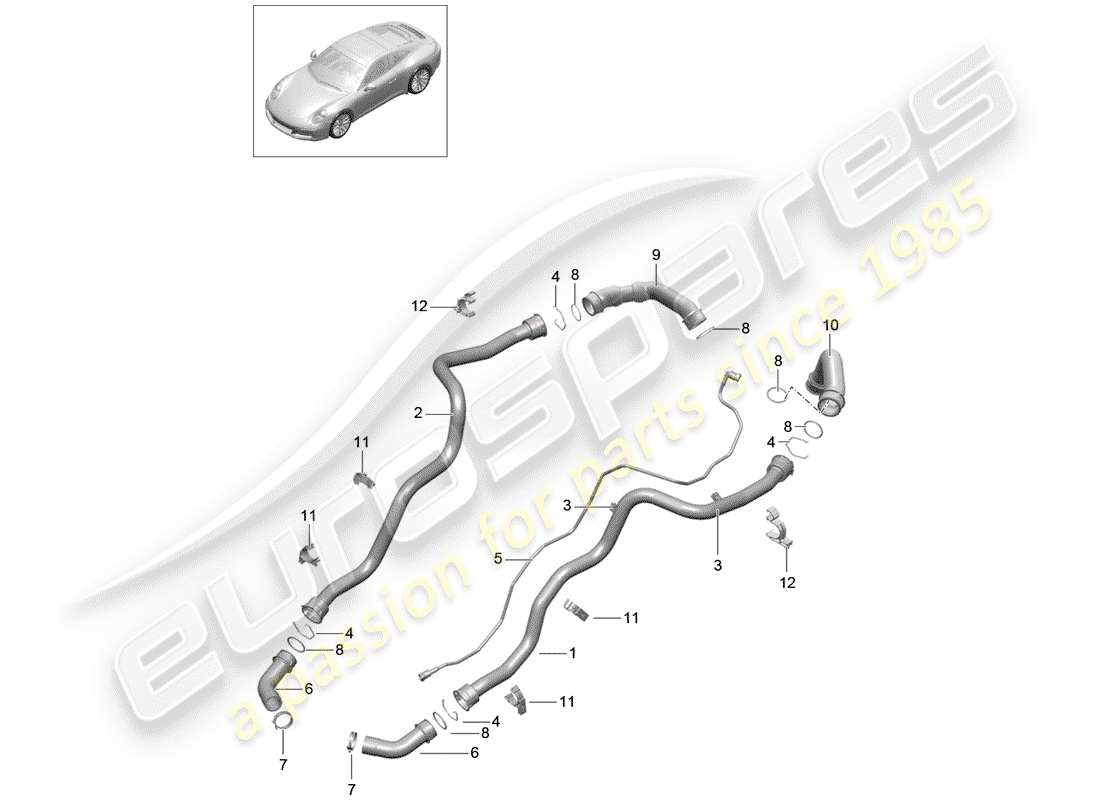 porsche 2017 (991-2) diagrama de piezas de refrigeración por agua