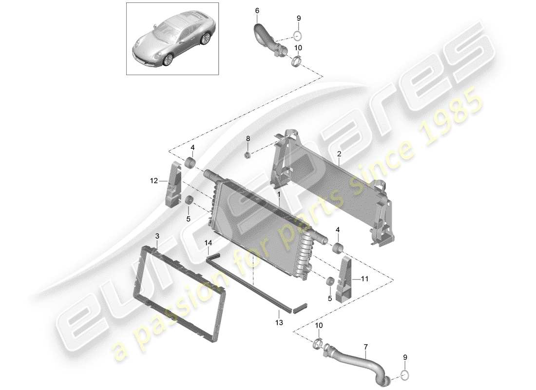 porsche 2017 (991-2) diagrama de piezas del radiador