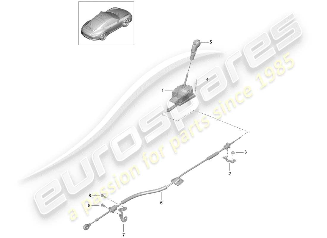 porsche 2012 (991-1) palanca selectora diagrama de piezas
