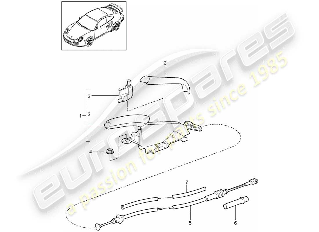porsche 2011 (997-2 turbo / gt2 rs) freno de mano diagrama de piezas