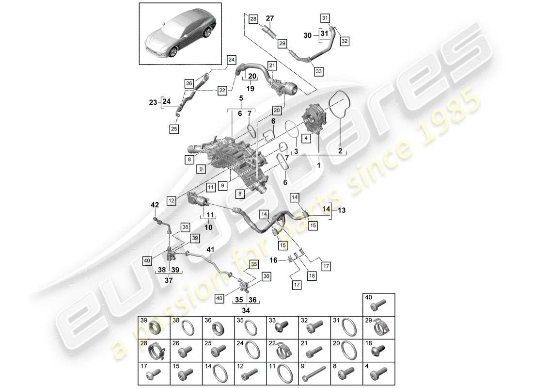 porsche 2017 (panamera 971-1) diagrama de piezas de la bomba de agua