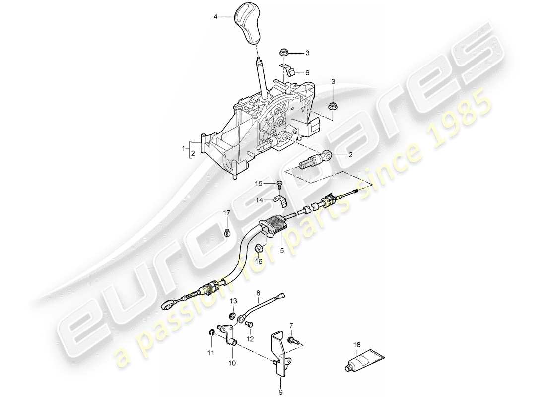 porsche 2005 (987 boxster) palanca selectora diagrama de piezas