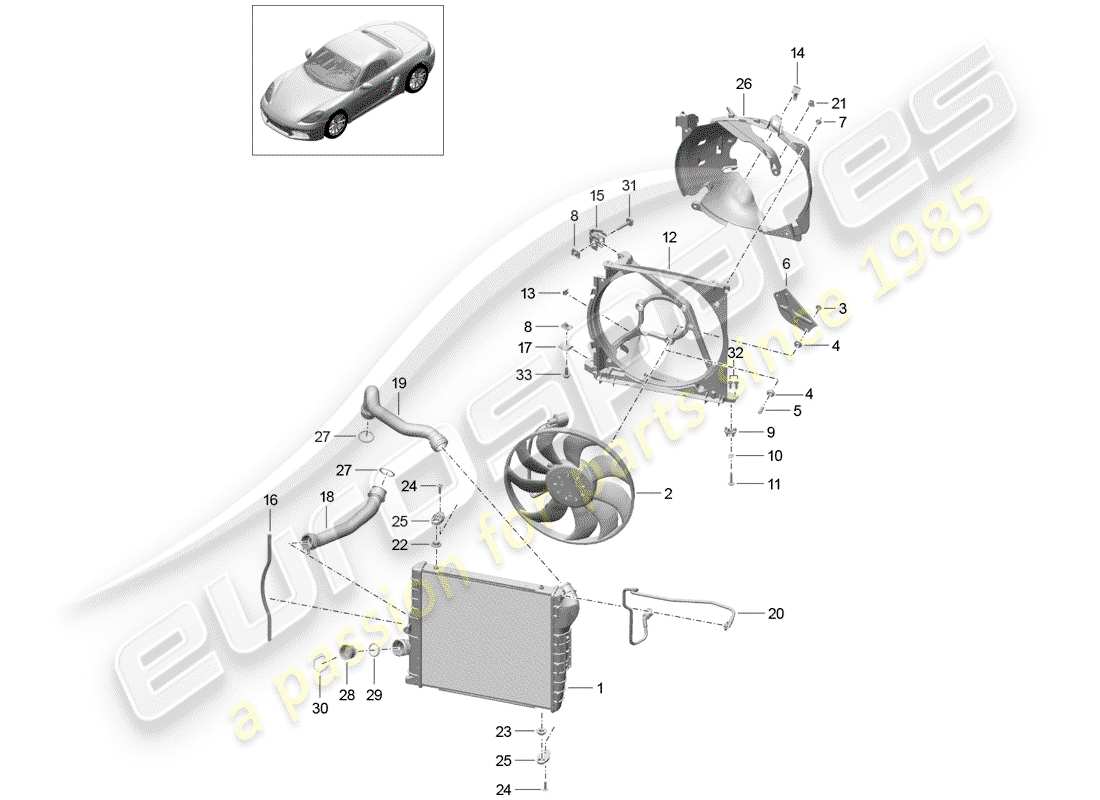 porsche 2020 (718 boxster) water cooling diagrama de piezas