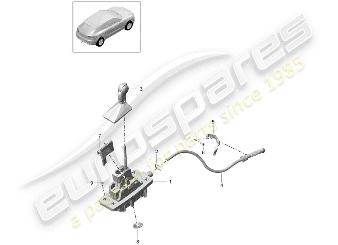 porsche 2019 (macan) palanca selectora diagrama de piezas