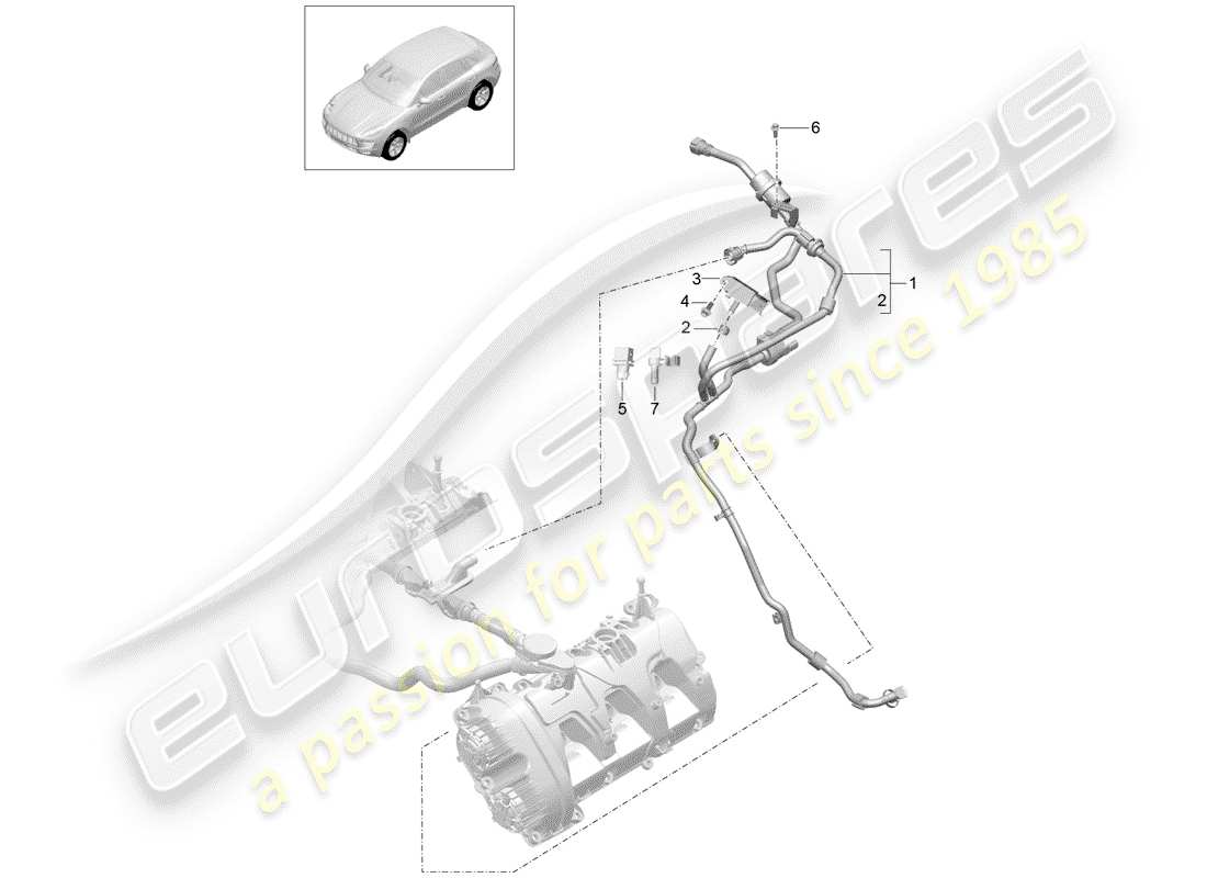 porsche 2018 (macan) ventilación del tanque diagrama de piezas