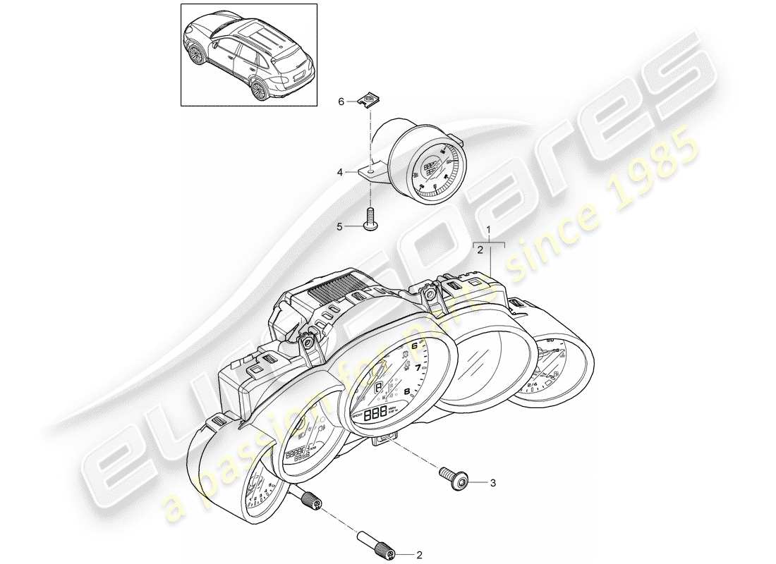 porsche 2012 (cayenne e2 92a) combinación de instrumentos diagrama de piezas