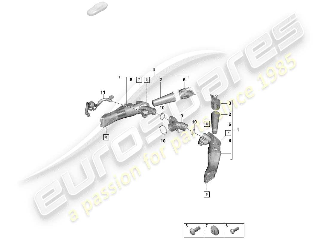 porsche 2019 (718 boxster spyder) diagrama de piezas del limpiador de aire
