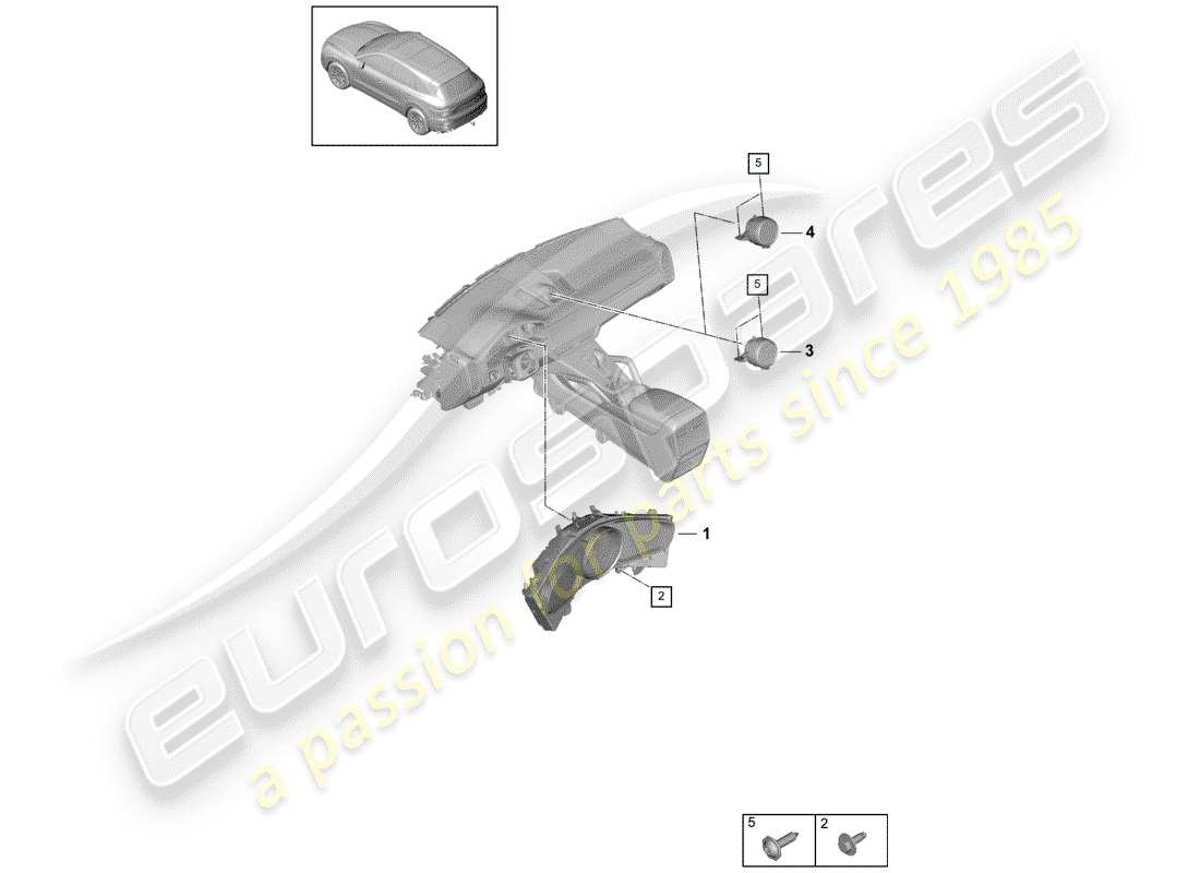 porsche 2020 (cayenne e3 9ya/9yb) diagrama de piezas del grupo de instrumentos