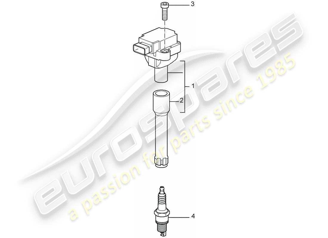 porsche 2008 (987 cayman) sistema de encendido diagrama de piezas