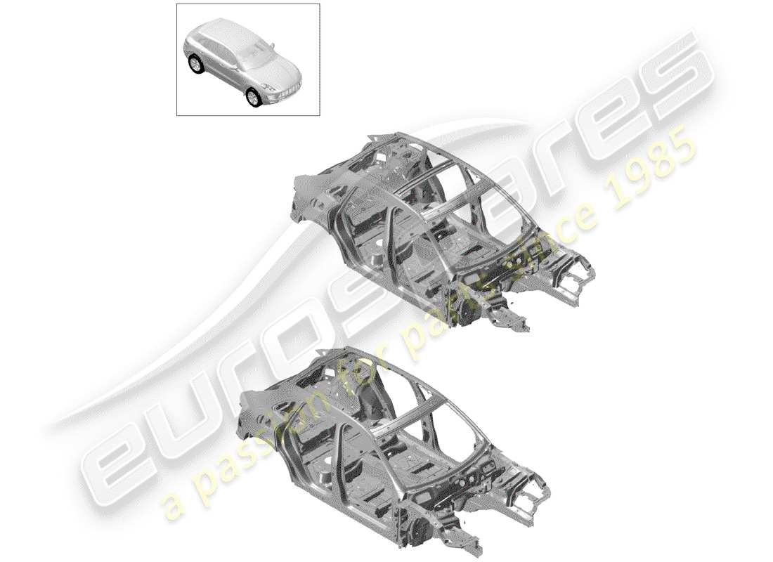 porsche 2018 (macan) cuerpo del auto diagrama de piezas
