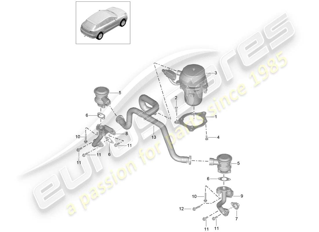 porsche 2018 (macan) bomba de aire secundario diagrama de piezas