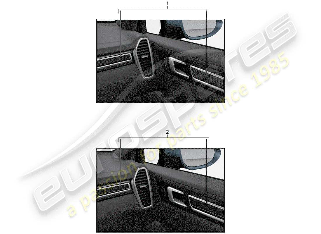 porsche 2016 (tequipment cayenne) embellecedor para el panel de tablero diagrama de piezas