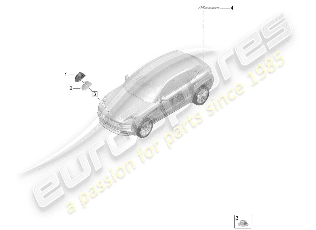porsche 2020 (macan) placas de identificación diagrama de piezas