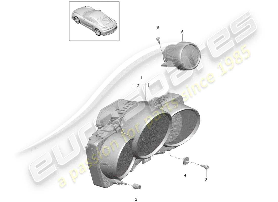 porsche 2016 (981 cayman gt4) combinación de instrumentos diagrama de piezas