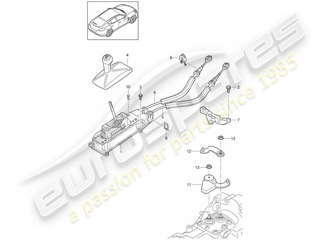 porsche 2010 (panamera 970) control de transmisión diagrama de piezas