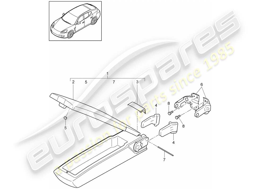 porsche 2011 (panamera 970) diagrama de piezas del reposabrazos
