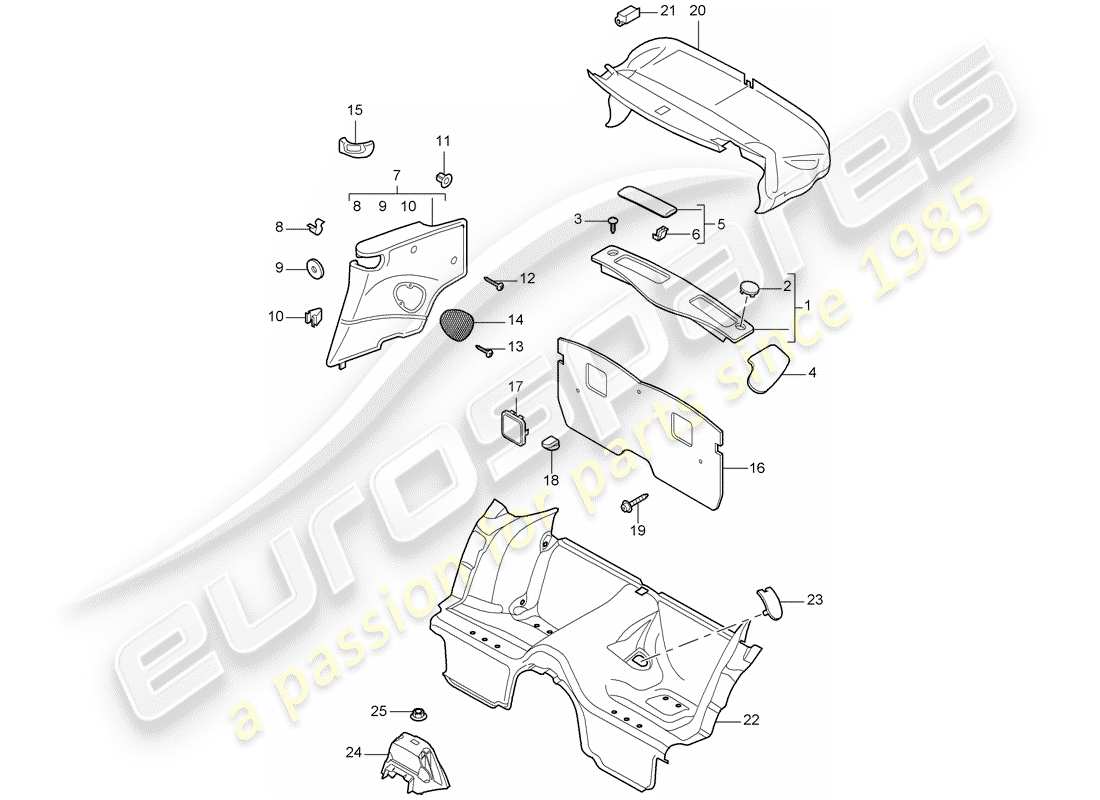 porsche 2011 (997-2 turbo / gt2 rs) adornos diagrama de piezas
