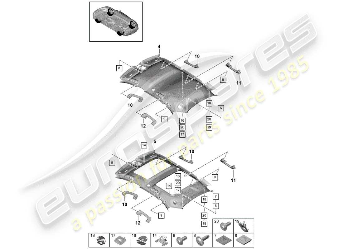 porsche panamera 971 (2017) accesorios diagrama de piezas