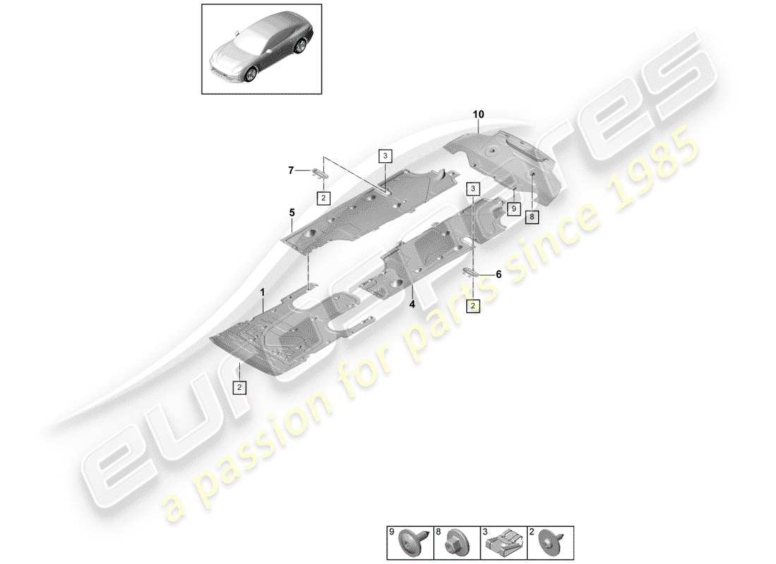 porsche 2017 (panamera 971-1) recubrimiento diagrama de piezas