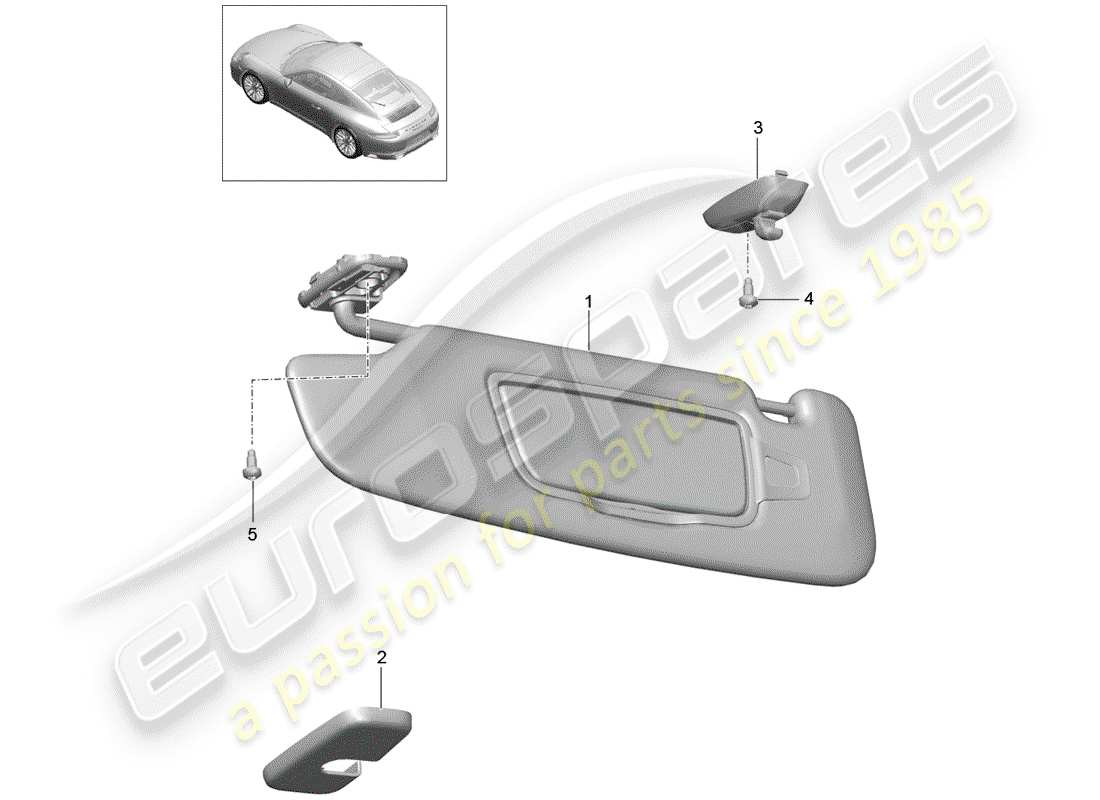 porsche 2017 (991-2) diagrama de piezas de las visores sun